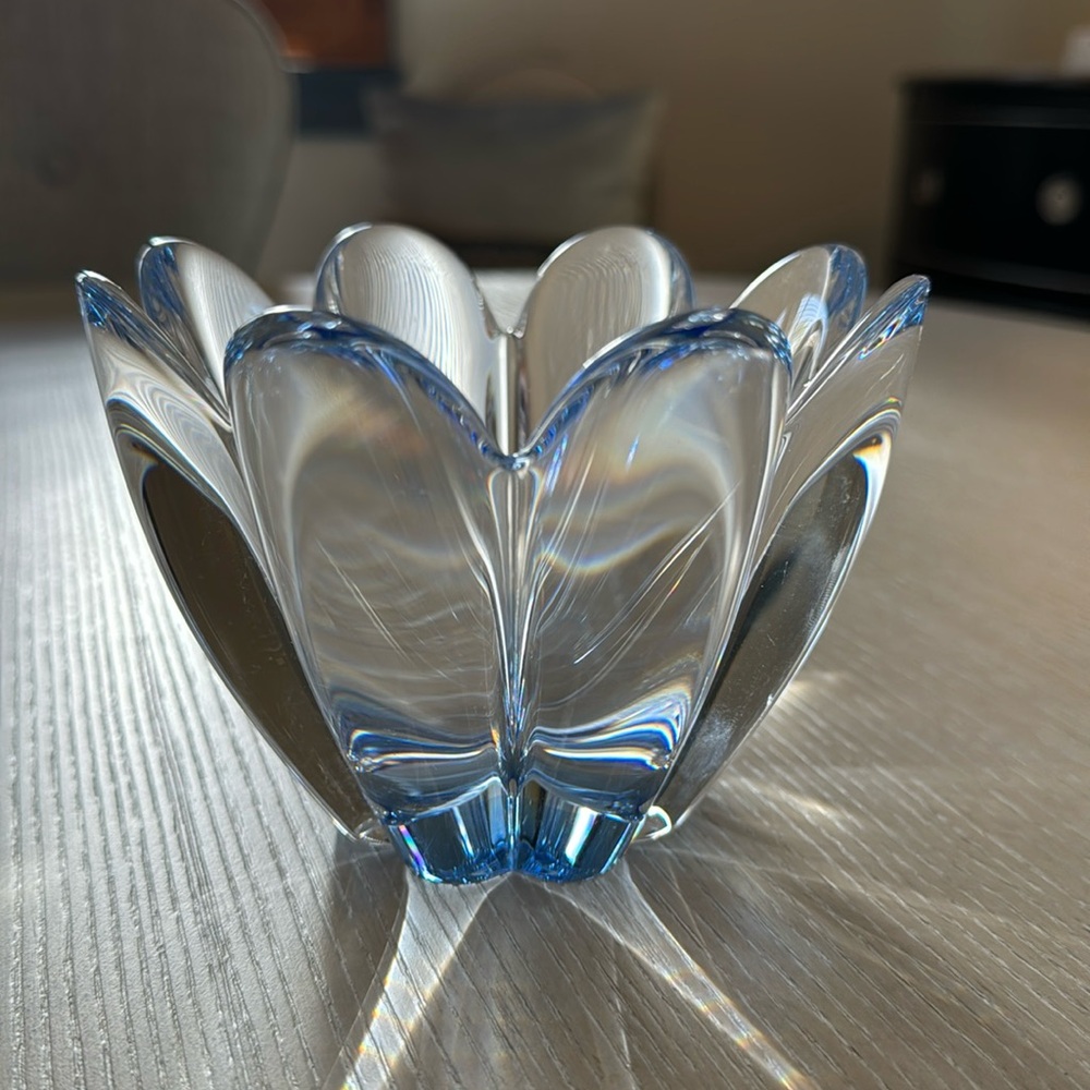 Orrefors Sweden Crystal Mayflower Bowl designed by Jan Johansson